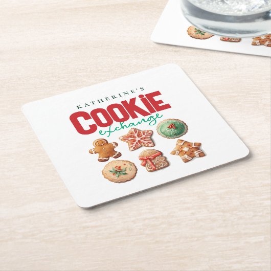 Weihnachts-Cookie-Exchange-Party Rechteckiger Pappuntersetzer (angewinkelt)