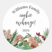Weihnachts-Cookie-Exchange-Party Runder Aufkleber (Vorderseite)