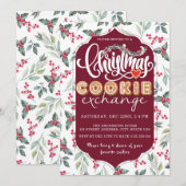 Weihnachts-Cookie Exchange Party Wasserfarbe Elega Einladung (Vorne/Hinten)