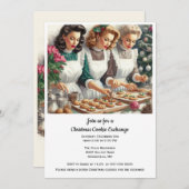 Weihnachts-Cookie Exchange Retro Ladys Einladung (Vorne/Hinten)