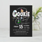 Weihnachts-Cookie Exchange Schwarzer farbiger Urla Einladung (Stehend Vorderseite)