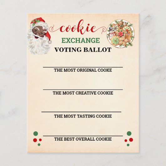 Weihnachts-Cookie-Exchange-Stimmkarte Flyer (Vorne)