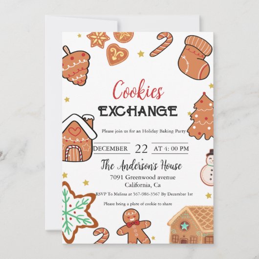 Weihnachts-Cookie Exchange Weihnachtsfest-Party Einladung (Vorderseite)