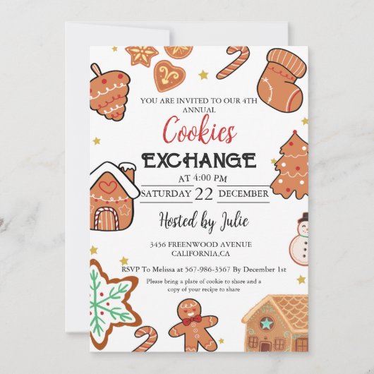 Weihnachts-Cookie Exchange Weihnachtsfest-Party Einladung (Vorderseite)