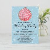 Weihnachts-Cookie Feier Red Ball Blue Snow Einladung (Stehend Vorderseite)