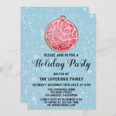 Weihnachts-Cookie Feier Red Ball Blue Snow Einladung (Vorne/Hinten)