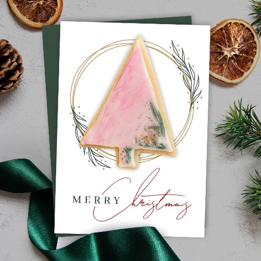 Weihnachts-Cookie-Karte Elegantes Goldenes Grün