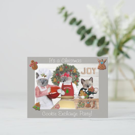 Weihnachts-Cookie Kitten Cookie Exchange Postkarte (Stehend Vorderseite)