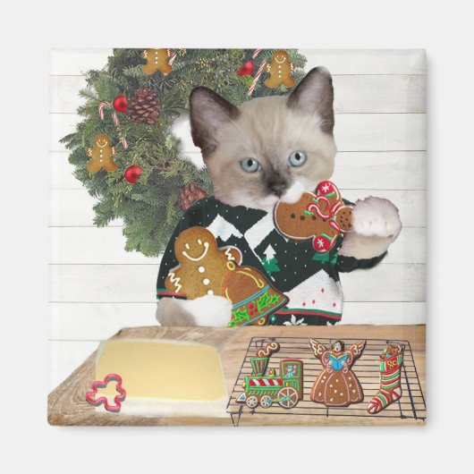 Weihnachts Cookie Kitten Magnet (Vorne)