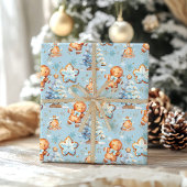 Weihnachts-Cookie Lebkuchen Mann Blue Junge Geburt Geschenkpapier Set