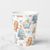 Weihnachts-Cookie Lebkuchen Mann Blue Junge Geburt Pappbecher (Vorderseite)