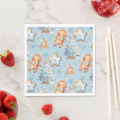 Weihnachts-Cookie Lebkuchen Mann Blue Junge Geburt Serviette (Beispiel)