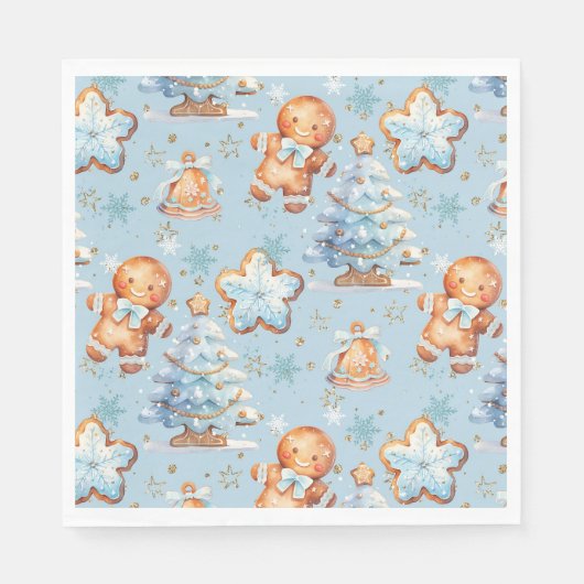 Weihnachts-Cookie Lebkuchen Mann Blue Junge Geburt Serviette (Vorderseite)