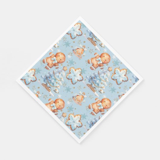 Weihnachts-Cookie Lebkuchen Mann Blue Junge Geburt Serviette (Ecke)