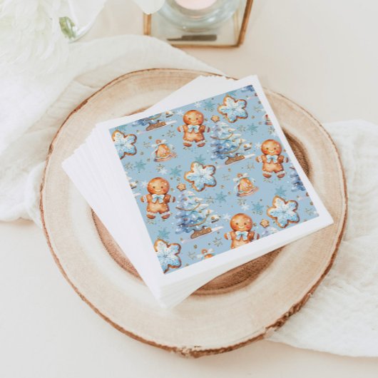 Weihnachts-Cookie Lebkuchen Mann Blue Junge Geburt Serviette