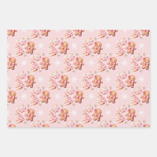 Weihnachts-Cookie Lebkuchengebäck Manpink Mädchen  Geschenkpapier Set (Vorderseite)