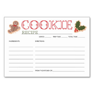 Weihnachts-Cookie Party Rezept-Karte Tischnummer