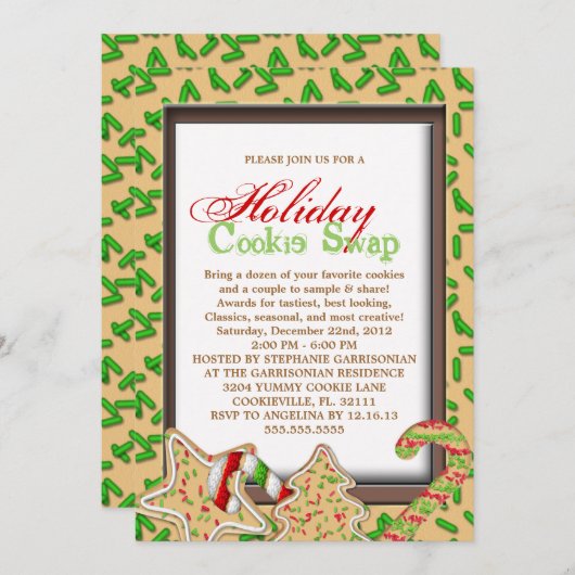 Weihnachts-Cookie-Swap-Feier Einladung (Vorne/Hinten)