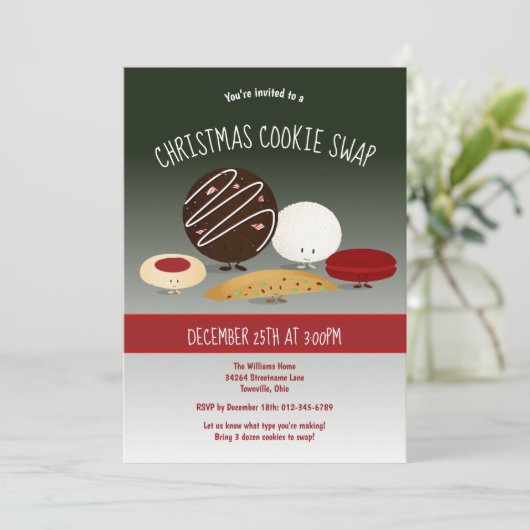 Weihnachts-Cookie Swap Party Einladung (Stehend Vorderseite)