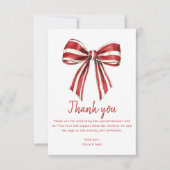 Weihnachts Coquette Bow Baby Dusche Danke Karte (Vorderseite)