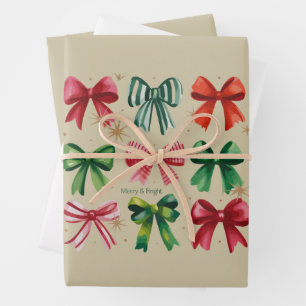 Weihnachts Coquettes Rot Grün Schleife Weihnachtsz Geschenkpapier Set