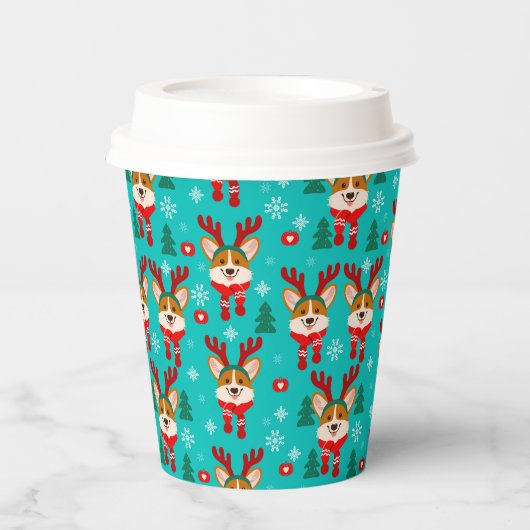 Weihnachts Corgi Dog Papier Tasse Pappbecher (Vorderseite)