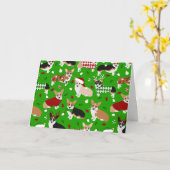 Weihnachts Corgi Dogs Card Karte (Gelbe Blume)