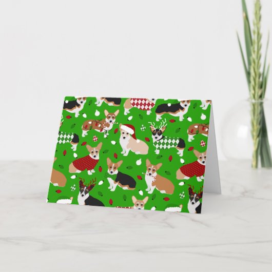 Weihnachts Corgi Dogs Card Karte (Vorderseite)