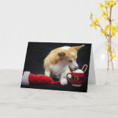Weihnachts-Corgi Eating Whipped Cream Karte (Gelbe Blume)