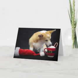 Weihnachts-Corgi Eating Whipped Cream Karte