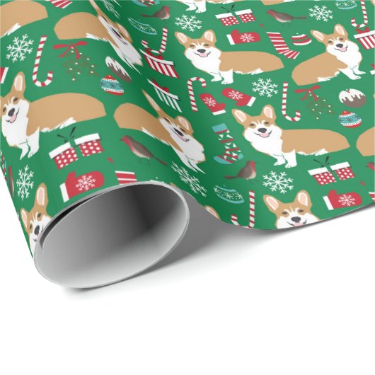 Weihnachts-Corgi-Geschenkwrap Geschenkpapier (Rolleneckpunkt)