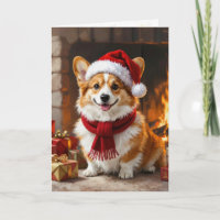 Weihnachts-Corgi-Hund am Kamin