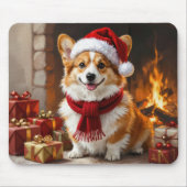 Weihnachts-Corgi-Hund am Kamin Mousepad (Vorne)
