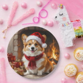 Weihnachts-Corgi-Hund am Kamin Pappteller (Party)