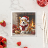 Weihnachts-Corgi-Hund am Kamin Serviette (Beispiel)