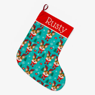 Weihnachts-Corgi-Hund-Christmasstrumpf Großer Weihnachtsstrumpf