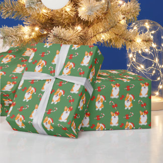 Weihnachts-Corgi-Hund-Haustier-Zuckerstange Xmas Geschenkpapier
