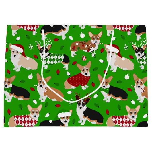 Weihnachts Corgi Hunde Große Geschenktasche Geschenktüte (Vorderseite)