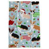 Weihnachts Corgi Hunde Mittlere Geschenktasche Geschenktüte (Rückseite)