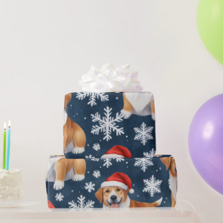 Weihnachts-Corgi-Hunde und Schneeflocken-Feiertags Geschenkpapier