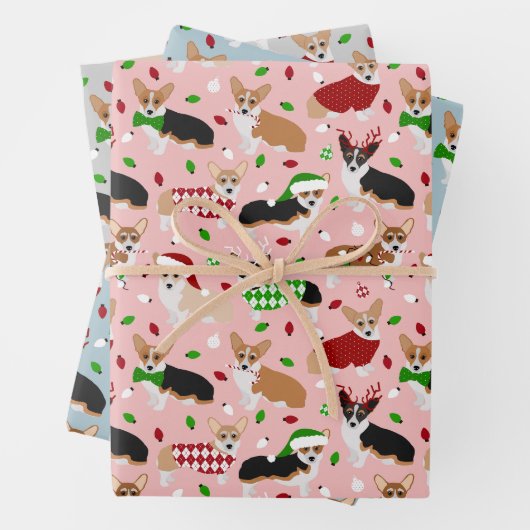 Weihnachts Corgi Hunde Wrapping Paper Sheets Geschenkpapier Set (Beispiel)