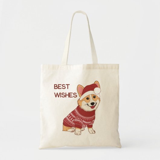 Weihnachts-Corgi in rotem Pullover Ferien-Tragetas Tragetasche (Vorne)