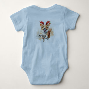 Weihnachts-Corgi mit Rentier-Antlers Baby Strampler