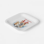 Weihnachts-Corgi mit Rentier-Antlers springen Pappteller (Gewinkelt)