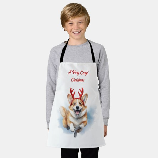 Weihnachts-Corgi mit Rentier-Antlers springen Schürze (Getragen)
