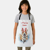 Weihnachts-Corgi mit Rentier-Antlers springen Schürze (Insitu)
