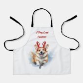 Weihnachts-Corgi mit Rentier-Antlers springen Schürze (Vorderseite)