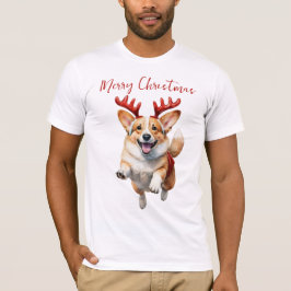 Weihnachts-Corgi mit Rentier-Antlers T-Shirt