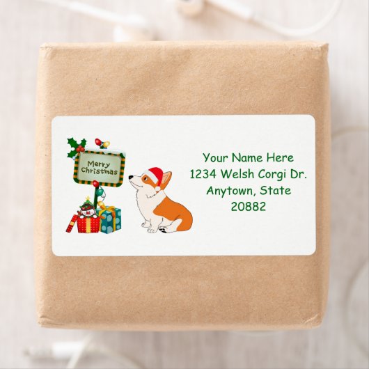 Weihnachts-Corgi mit Zeichen (Insitu)