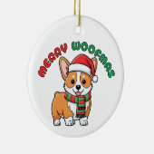 Weihnachts-Corgi-Ornament: Frohe Weihnachten Keramik Ornament (Rechts)